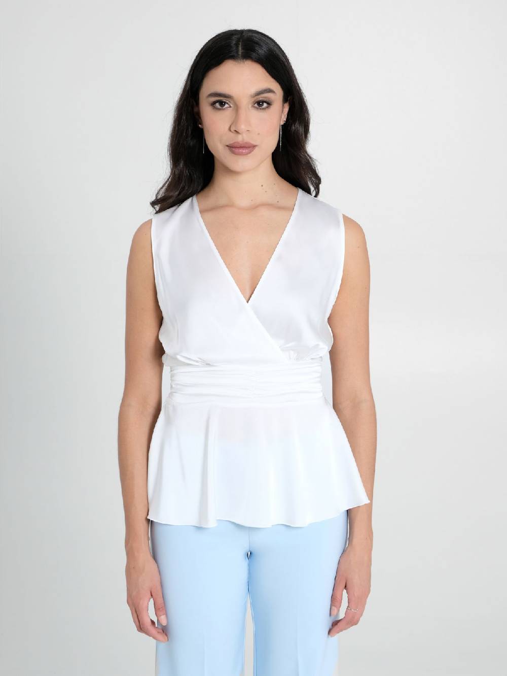 Rinascimento Top in Raso Bianco Presa