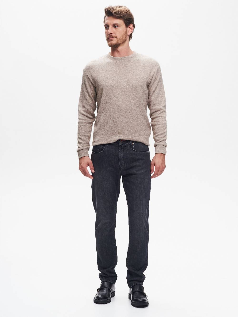 Rinascimento Jeans Slim-Fit Uomo Nero QB24 Vendita Calda