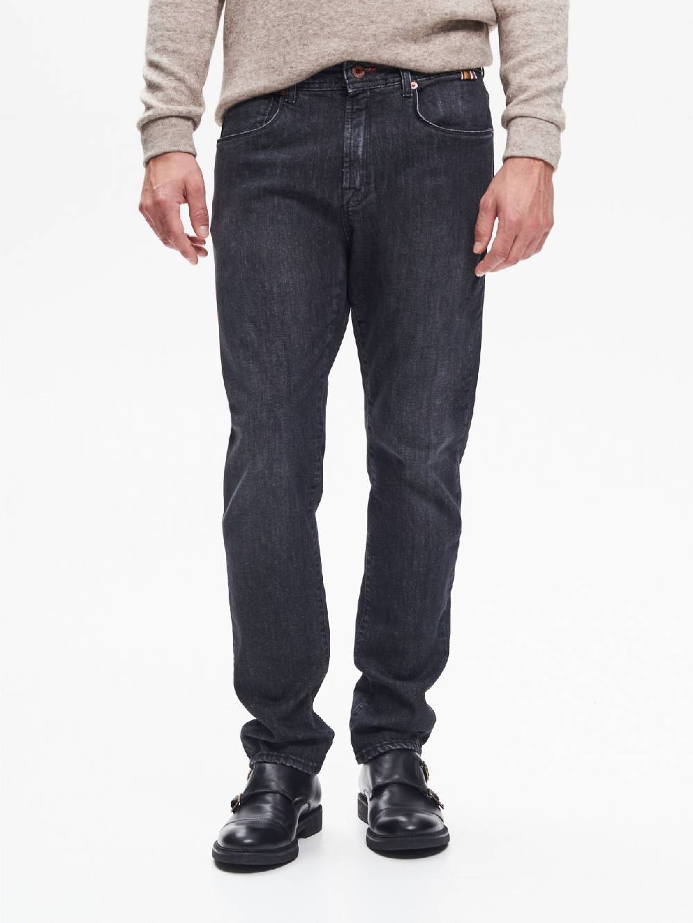 Rinascimento Jeans Slim-Fit Uomo Nero QB24 Vendita Calda