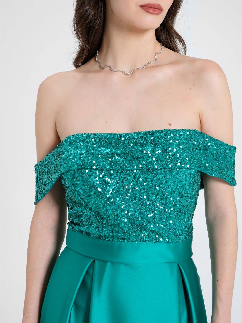 Rinascimento Abito Lungo Paillettes & Raso Donna In Linea
