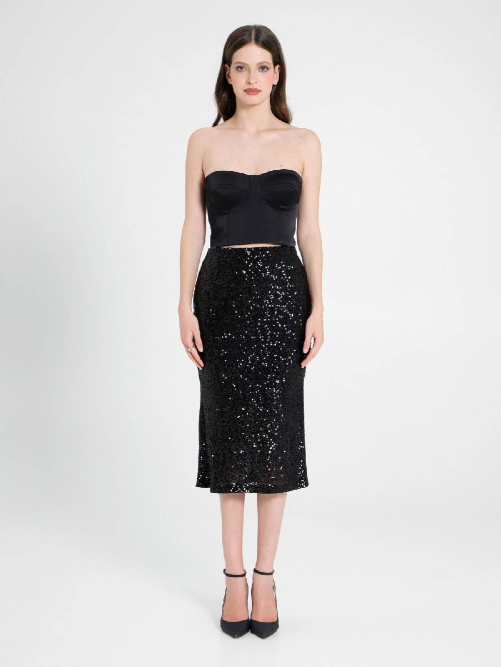 Rinascimento Gonna Longuette in Paillettes Nuovo