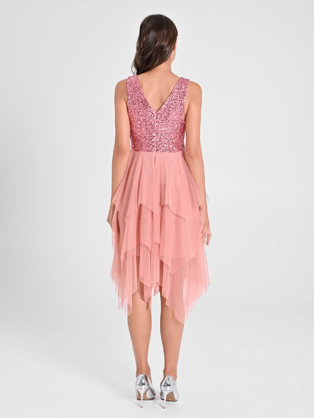 Rinascimento Abito in Tulle e Paillettes Rosa Qualità
