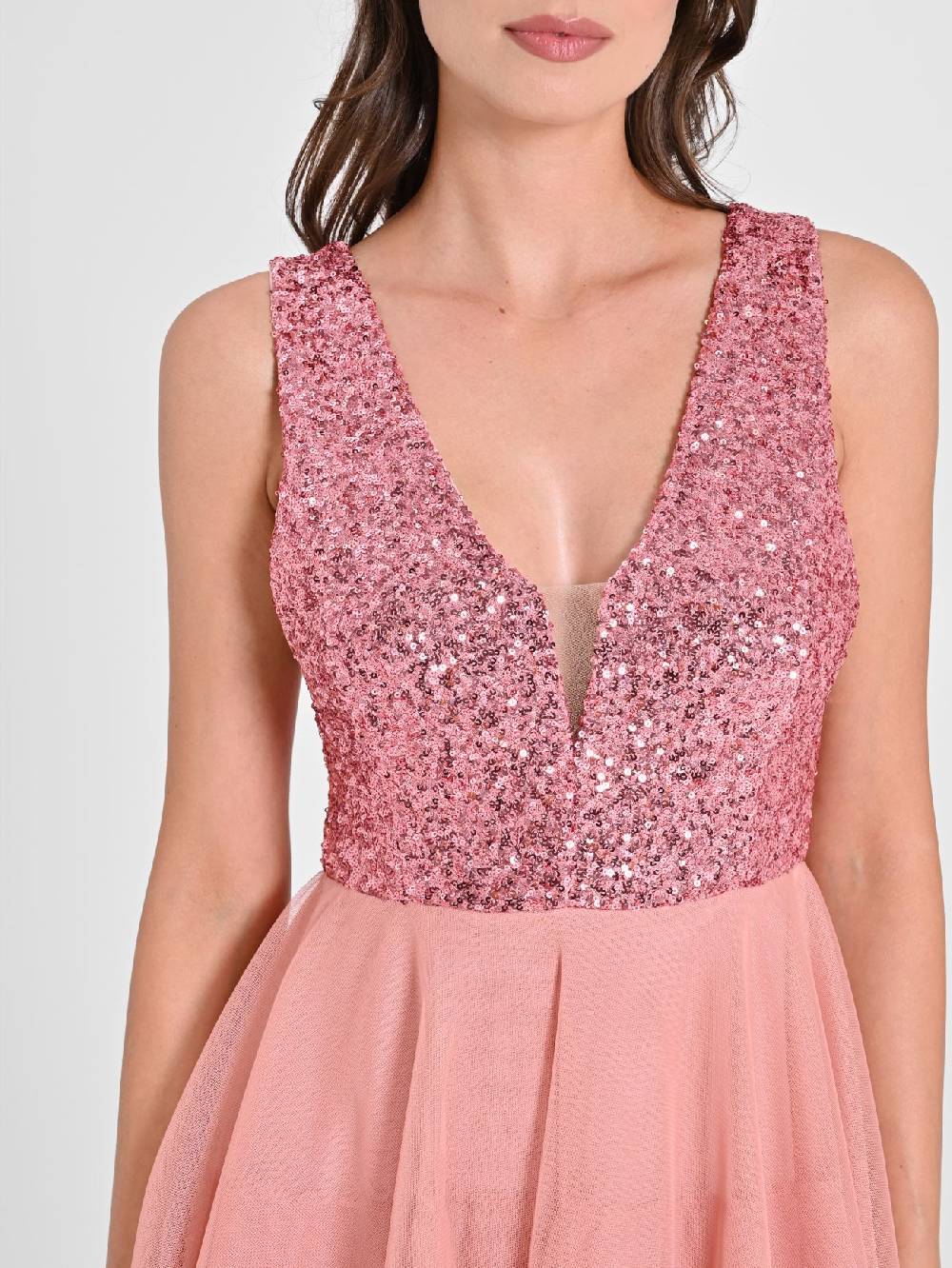 Rinascimento Abito in Tulle e Paillettes Rosa Qualità
