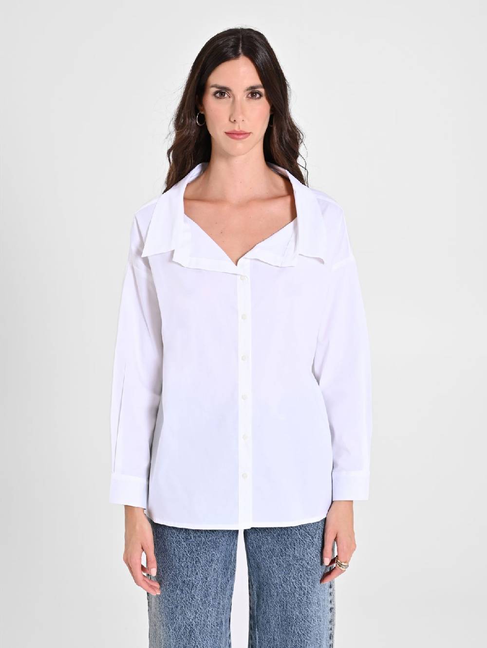 Rinascimento Camicia in Cotone con Collo Aperto Affare Del Giorno