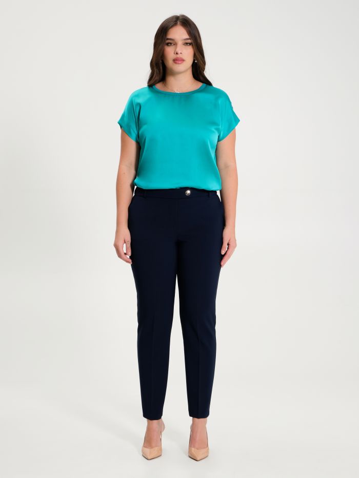 Rinascimento Pantaloni Curvy Blu Navy Vendita Calda