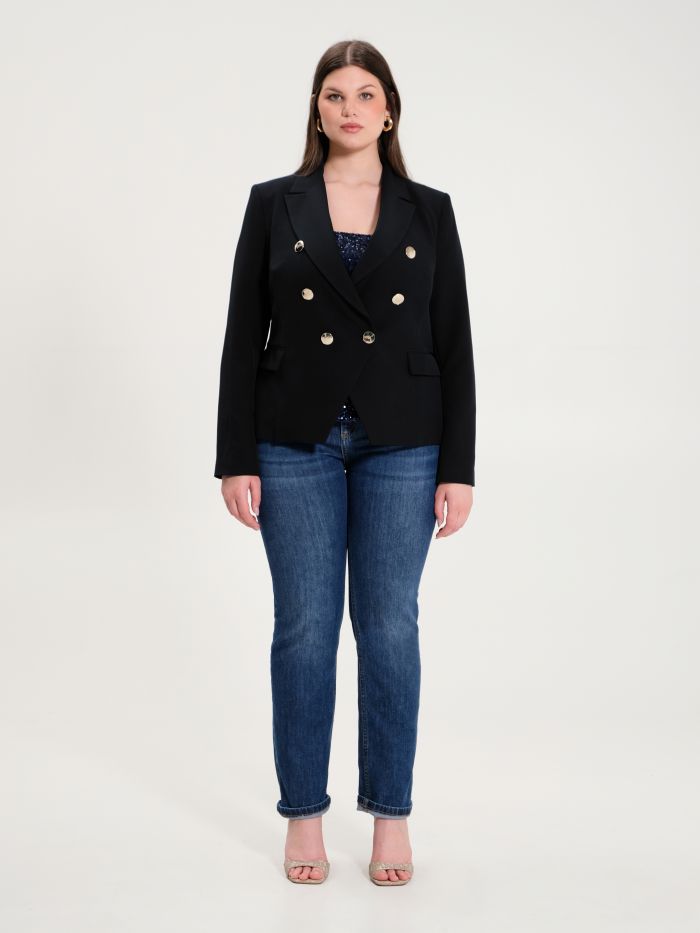 Rinascimento Giacca Curvy 6 Bottoni Nero Vendita Economica