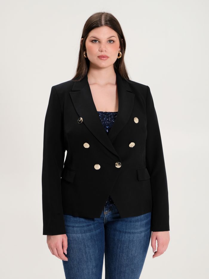 Rinascimento Giacca Curvy 6 Bottoni Nero Vendita Economica