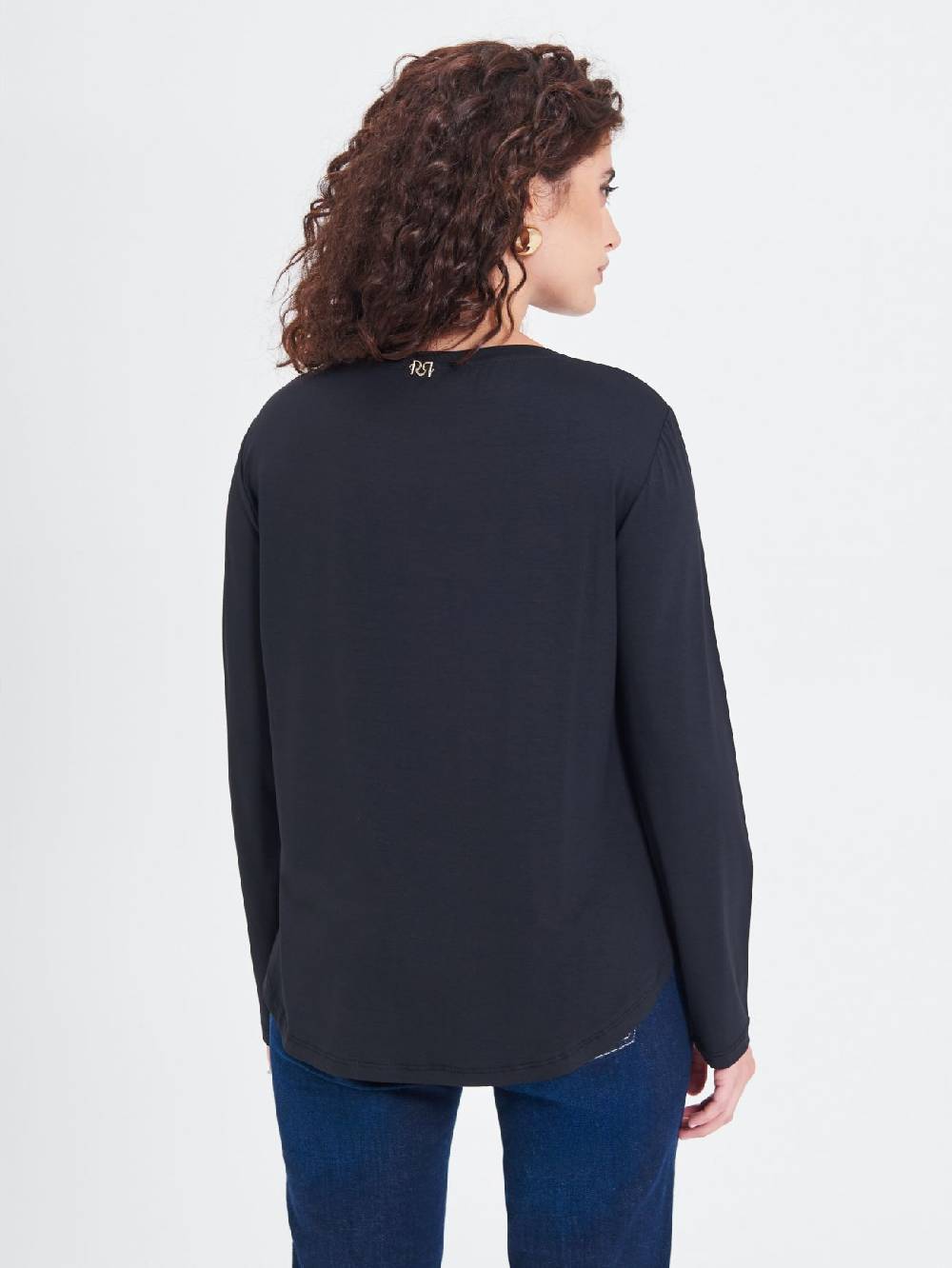 Rinascimento Blusa Curvy Envers Satin Nera Nuova