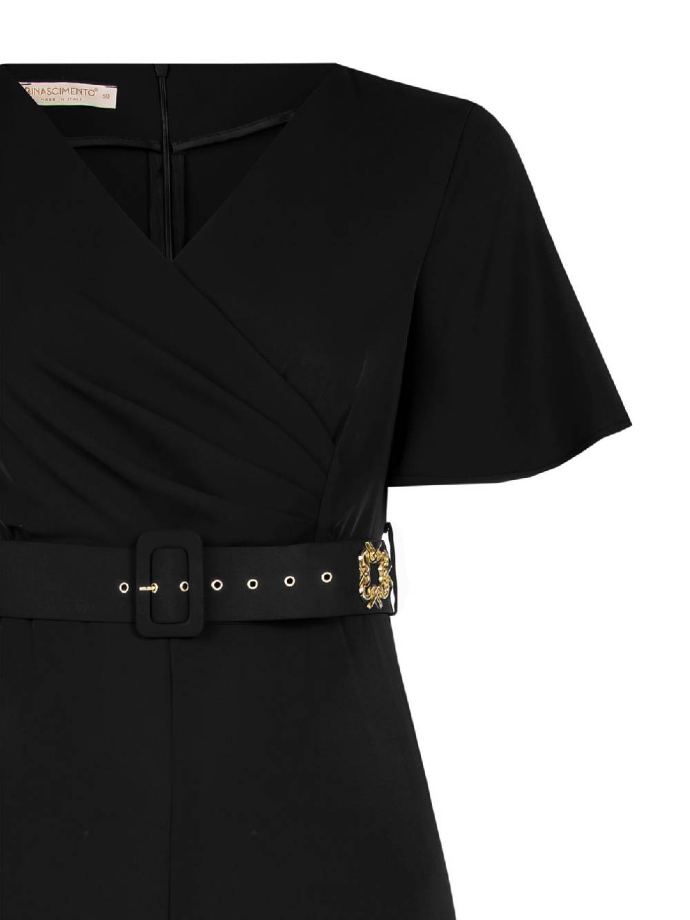 Rinascimento Tuta Curvy con Cintura Nero Promozione Limitata