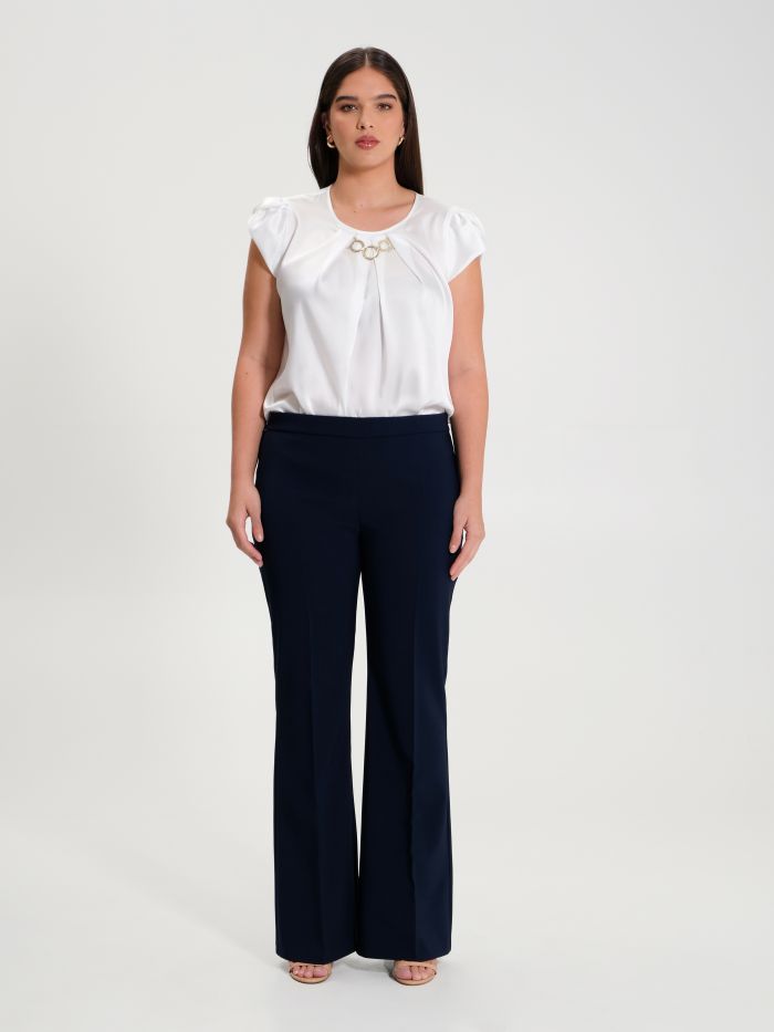 Rinascimento Pantaloni Curvy a Palazzo in Tessuto Tecnico Offerta