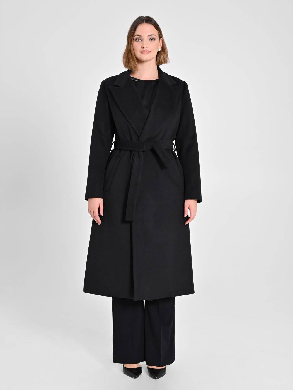Rinascimento Cappotto Curvy Nero Saldi Di Fabbrica