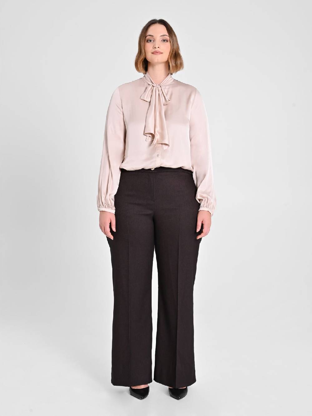 Rinascimento Pantaloni Curvy in Poliviscosa Marrone Vendite Flash