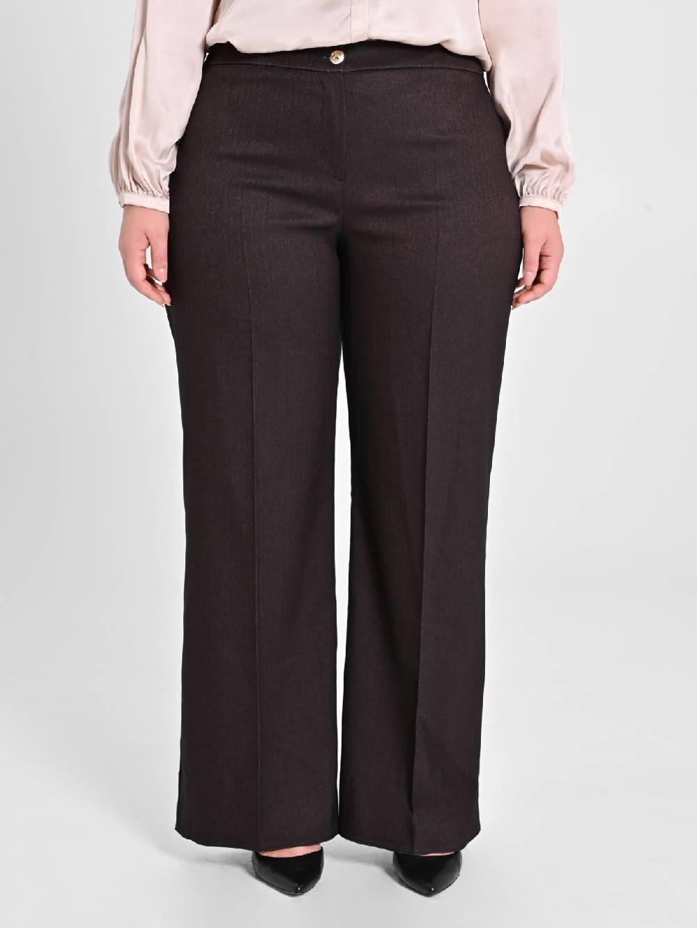 Rinascimento Pantaloni Curvy in Poliviscosa Marrone Vendite Flash