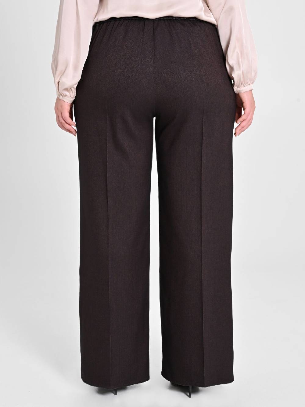 Rinascimento Pantaloni Curvy in Poliviscosa Marrone Vendite Flash