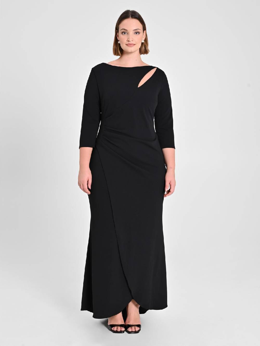 Rinascimento Abito Lungo Curvy Nero Nuovi prodotti