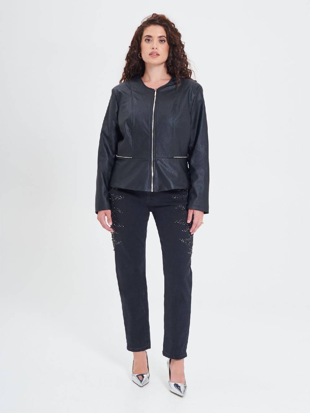 Rinascimento Giubbino Curvy in similpelle con Baschina Qualità