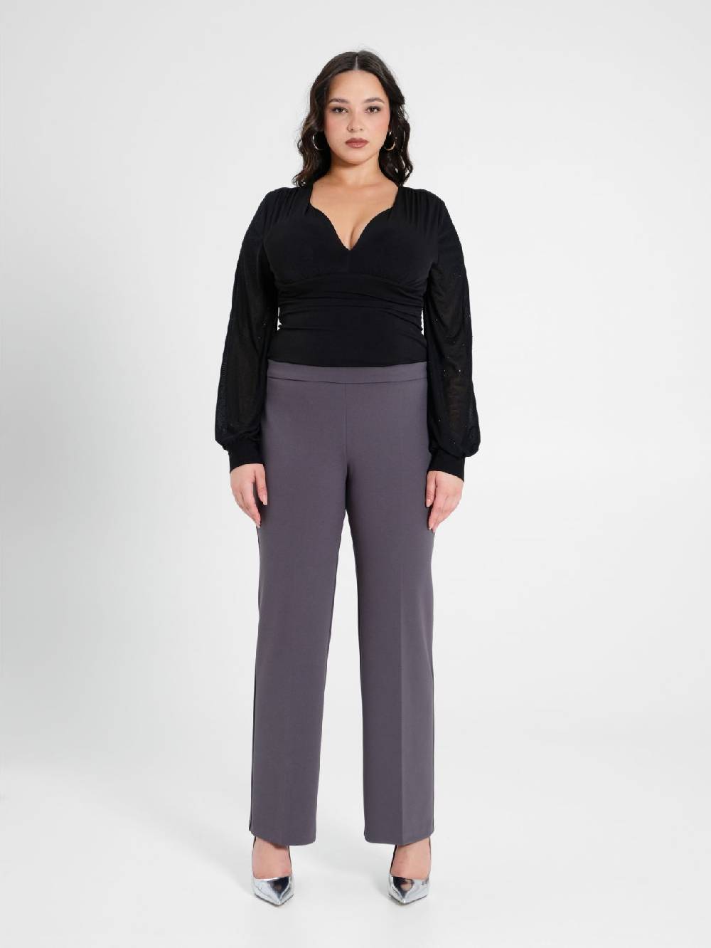 Rinascimento Pantaloni Curvy Grigio Scuro Vendita