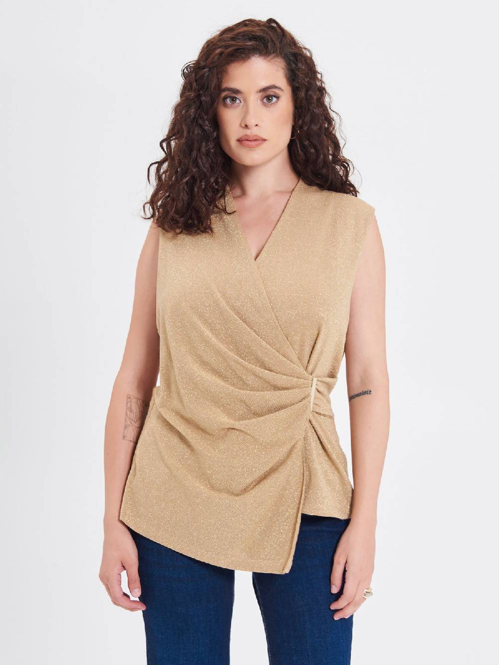 Rinascimento Top Curvy in Lurex Oro Promozione
