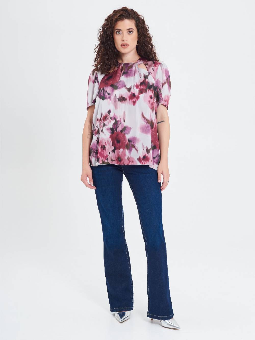 Rinascimento Blusa Curvy stampa Fiori Astratti Spedizione Gratuita