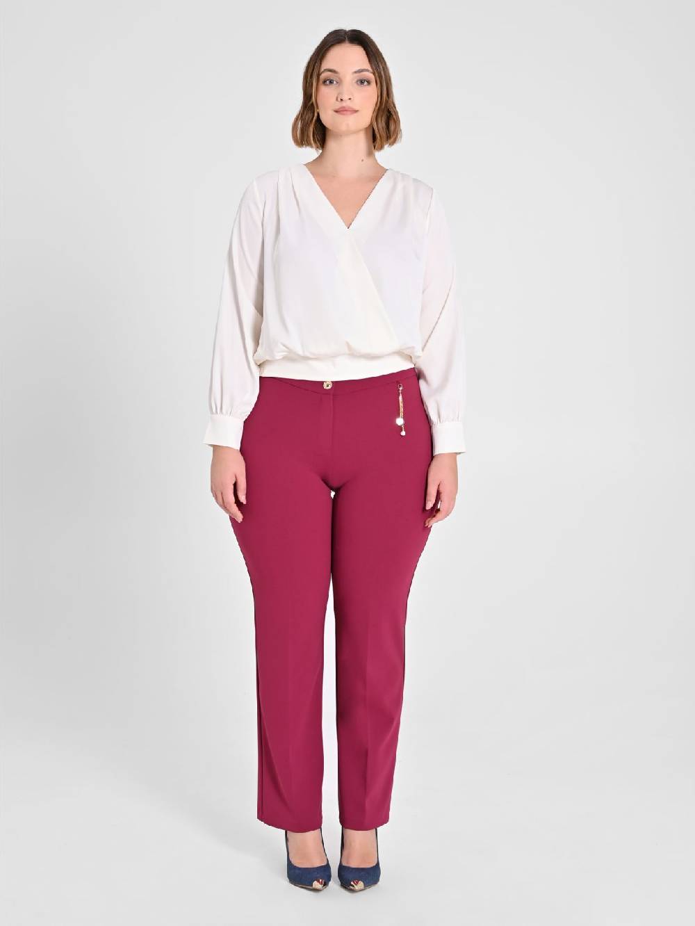 Rinascimento Pantaloni Curvy Bordeaux Soddisfazione Garantita