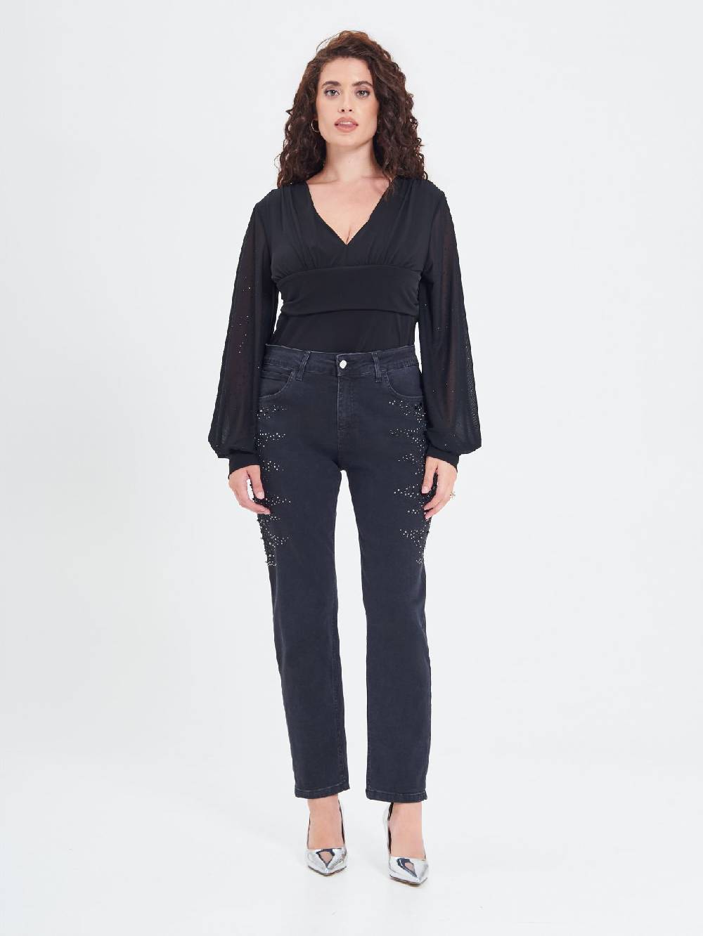 Rinascimento Jeans Curvy Borchie & Strass Affare Del Giorno