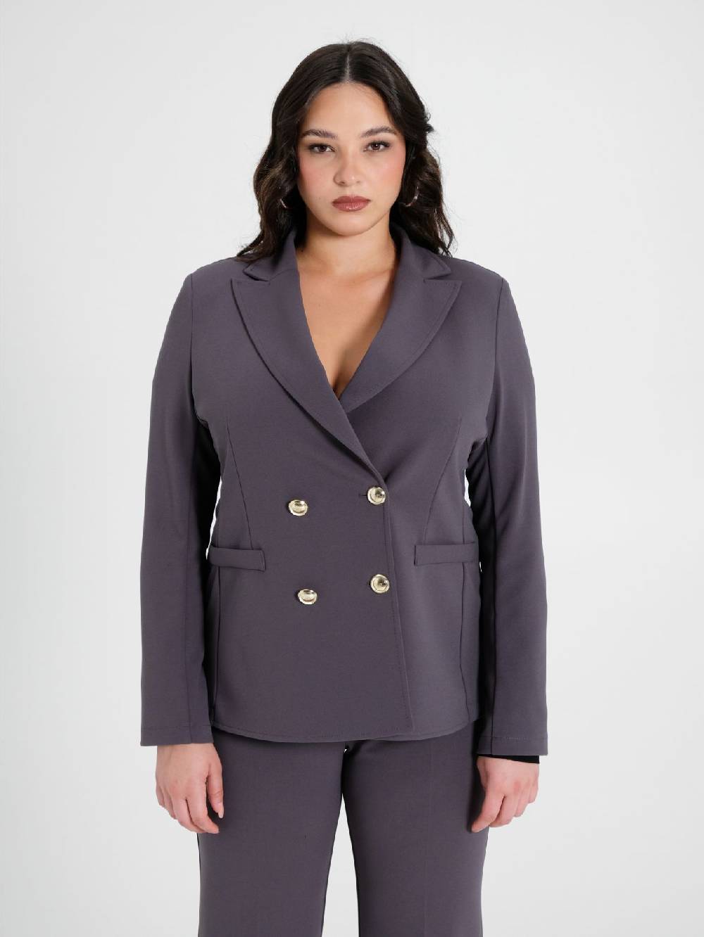 Rinascimento Giacca Curvy Doppiopetto Grigio Scuro Convenienza