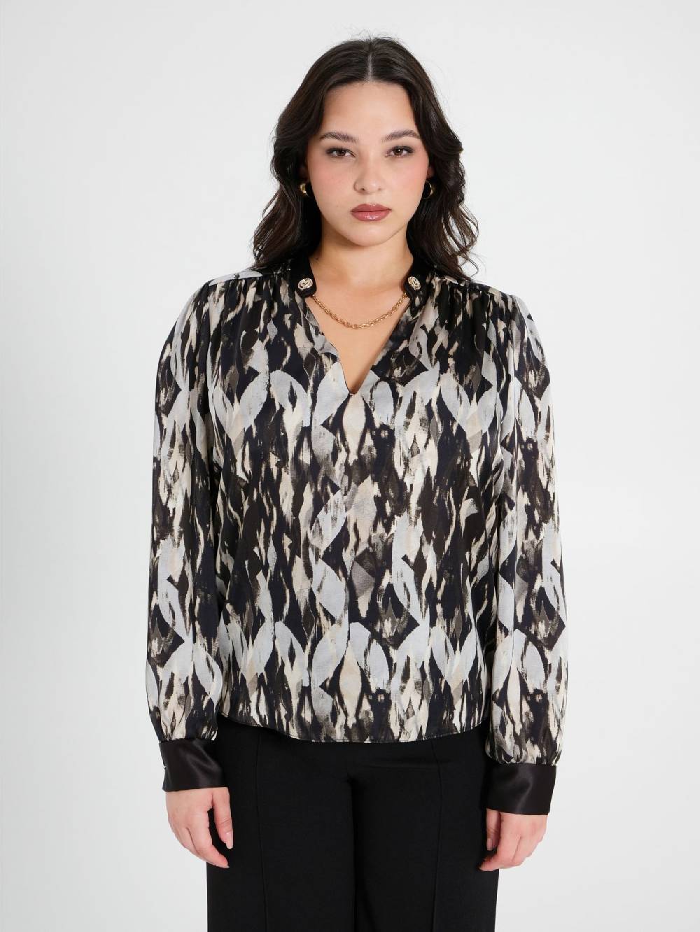 Rinascimento Blusa Curvy stampa Black & White 50% di sconto con spedizione gratuita