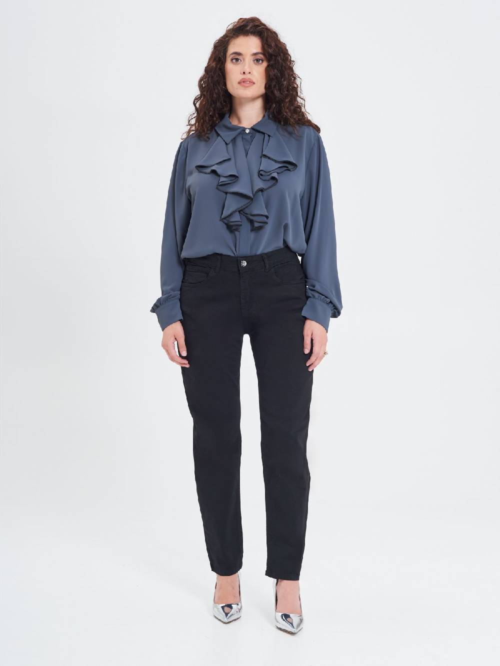 Rinascimento Jeans Curvy Neri Trasporto libero internazionale