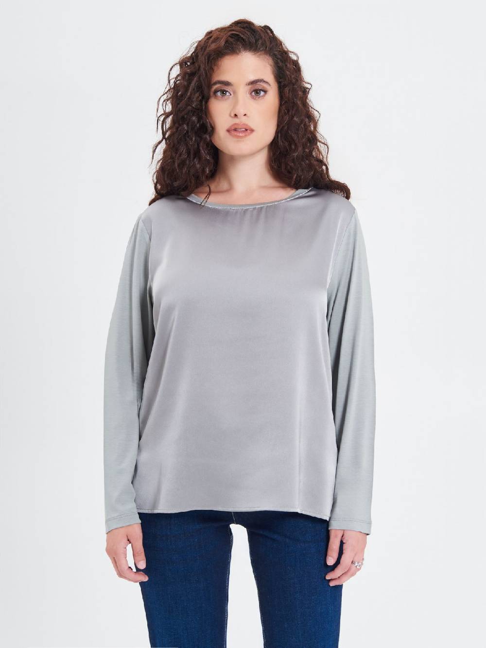 Rinascimento Blusa Curvy Envers Satin Grigia Black Friday Prezzi