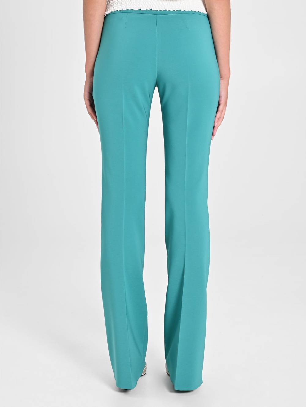 Rinascimento Pantaloni Flared in Tessuto Tecnico Verde Giada Vendita Calda