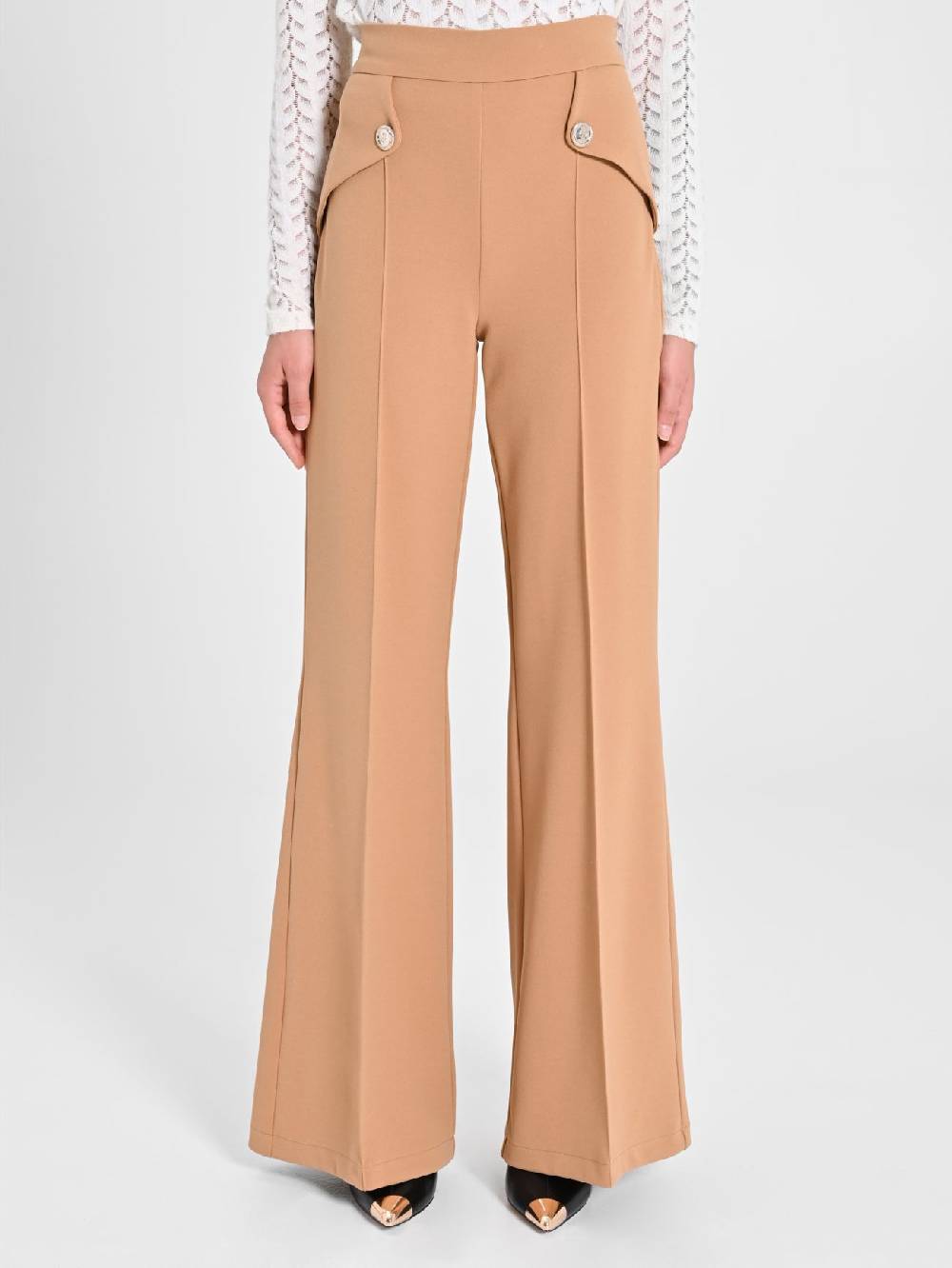 Rinascimento Pantaloni Palazzo con Bottoni Dorati Saldi Di Fabbrica