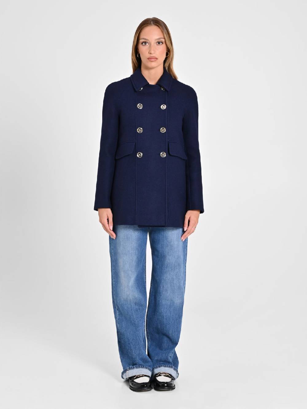Rinascimento Cappotto Doppiopetto Blu In Saldo