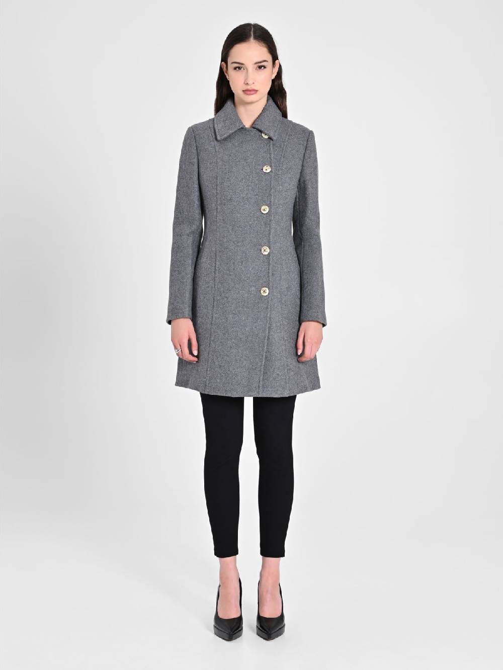 Rinascimento Cappotto Grigio con Bottoni Dorati Sconto di tempo limitato