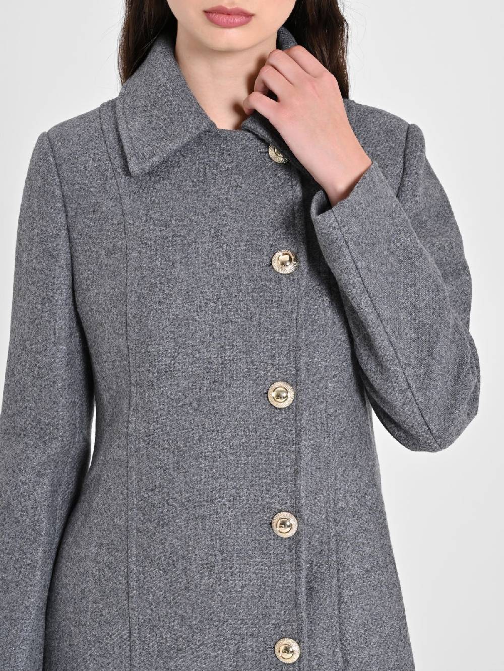 Rinascimento Cappotto Grigio con Bottoni Dorati Sconto di tempo limitato