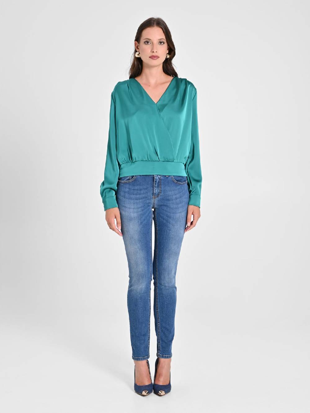 Rinascimento Blusa incrociata in Raso Offerta Giorno del Papà
