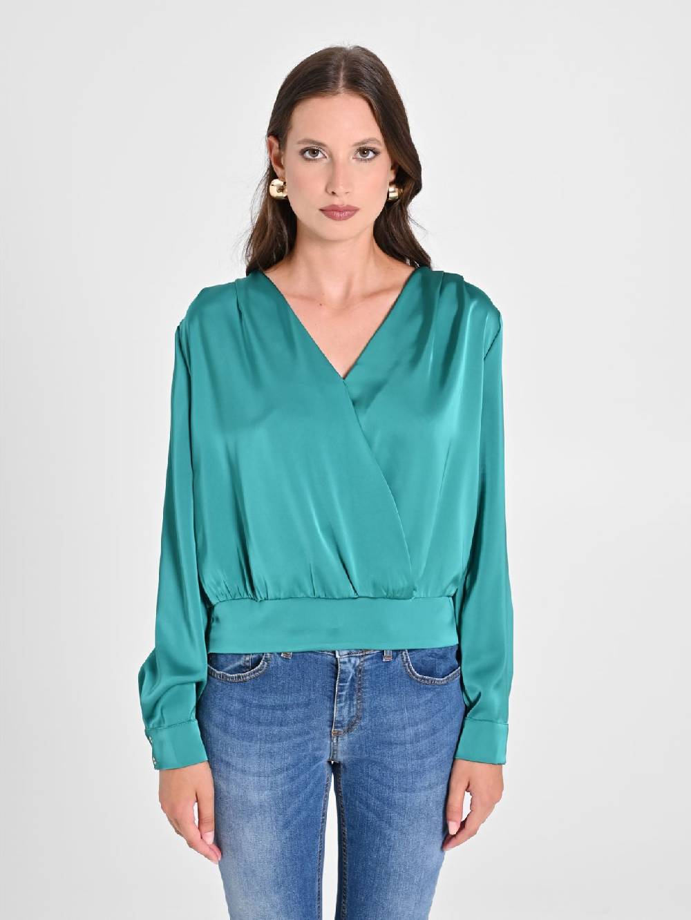 Rinascimento Blusa incrociata in Raso Offerta Giorno del Papà