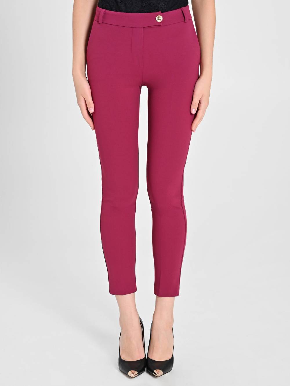 Rinascimento Pantaloni Straight in Scuba mano Crepe Bordeaux Offerta San Valentino