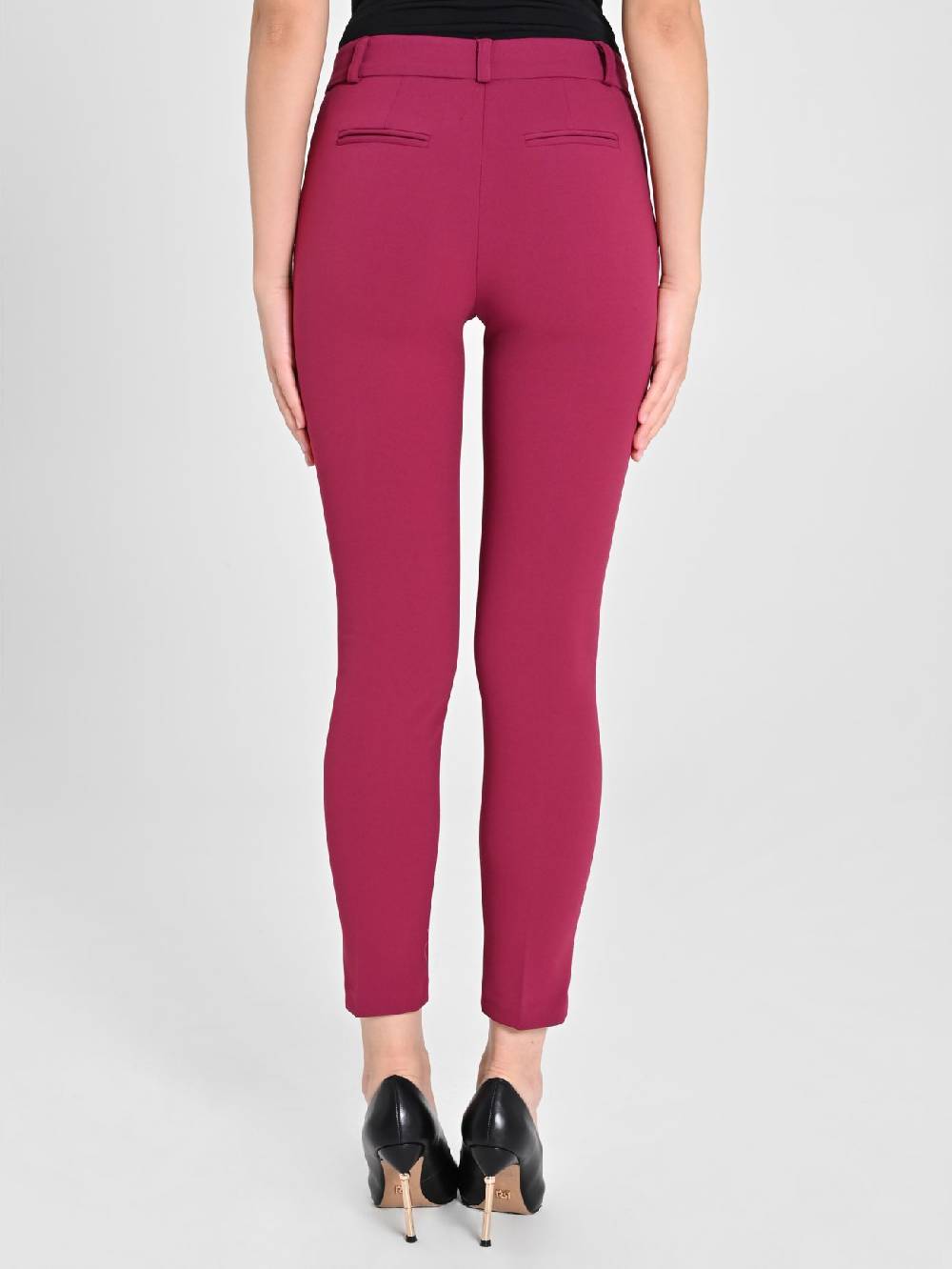 Rinascimento Pantaloni Straight in Scuba mano Crepe Bordeaux Offerta San Valentino