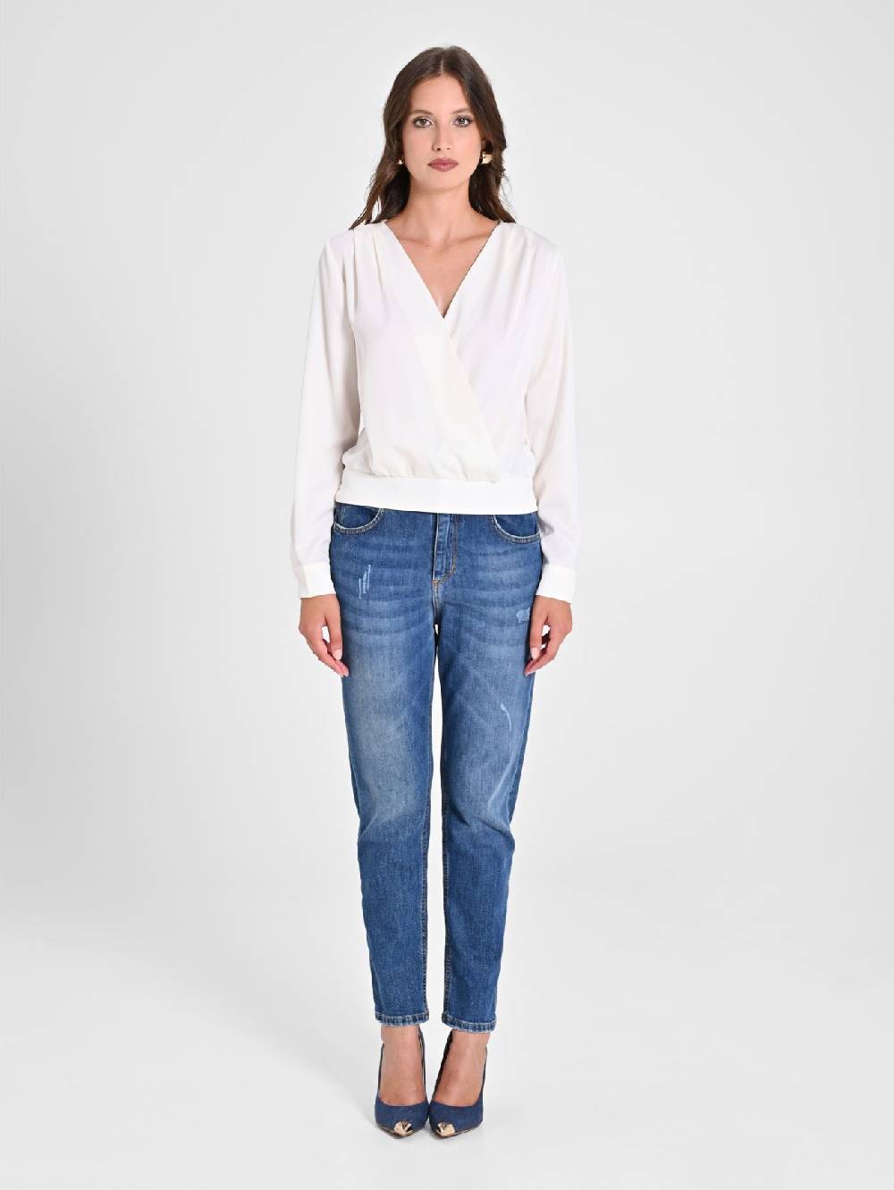 Rinascimento Blusa incrociata in Raso Latest fashion