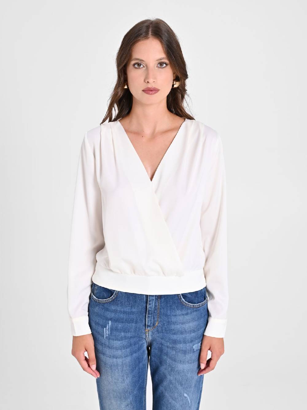 Rinascimento Blusa incrociata in Raso Latest fashion