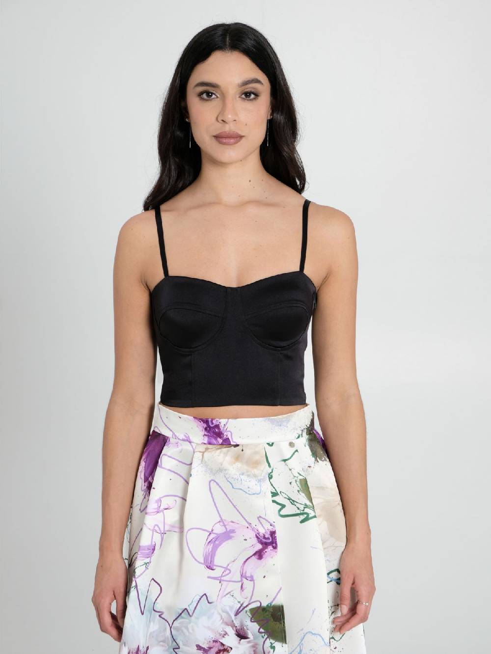 Rinascimento Top Bustier in Raso Strutturato Nero Lightning offer