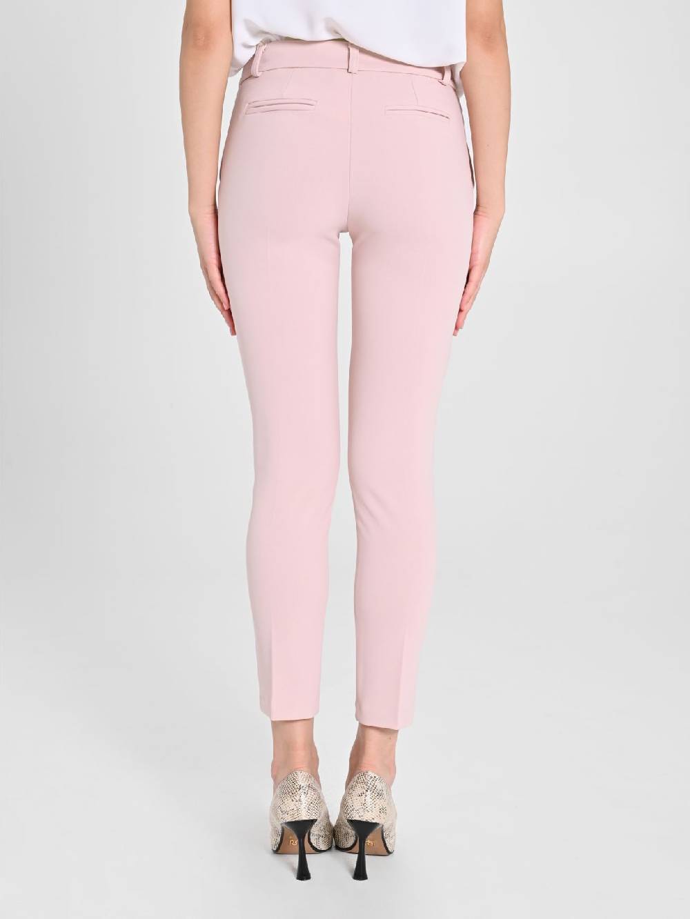 Rinascimento Pantaloni Straight in Scuba mano Crepe Rosa In Vendita