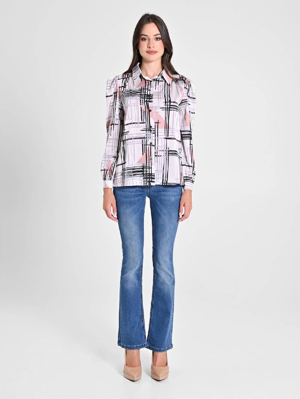 Rinascimento Camicia stampa Geometrica Vendita Calda
