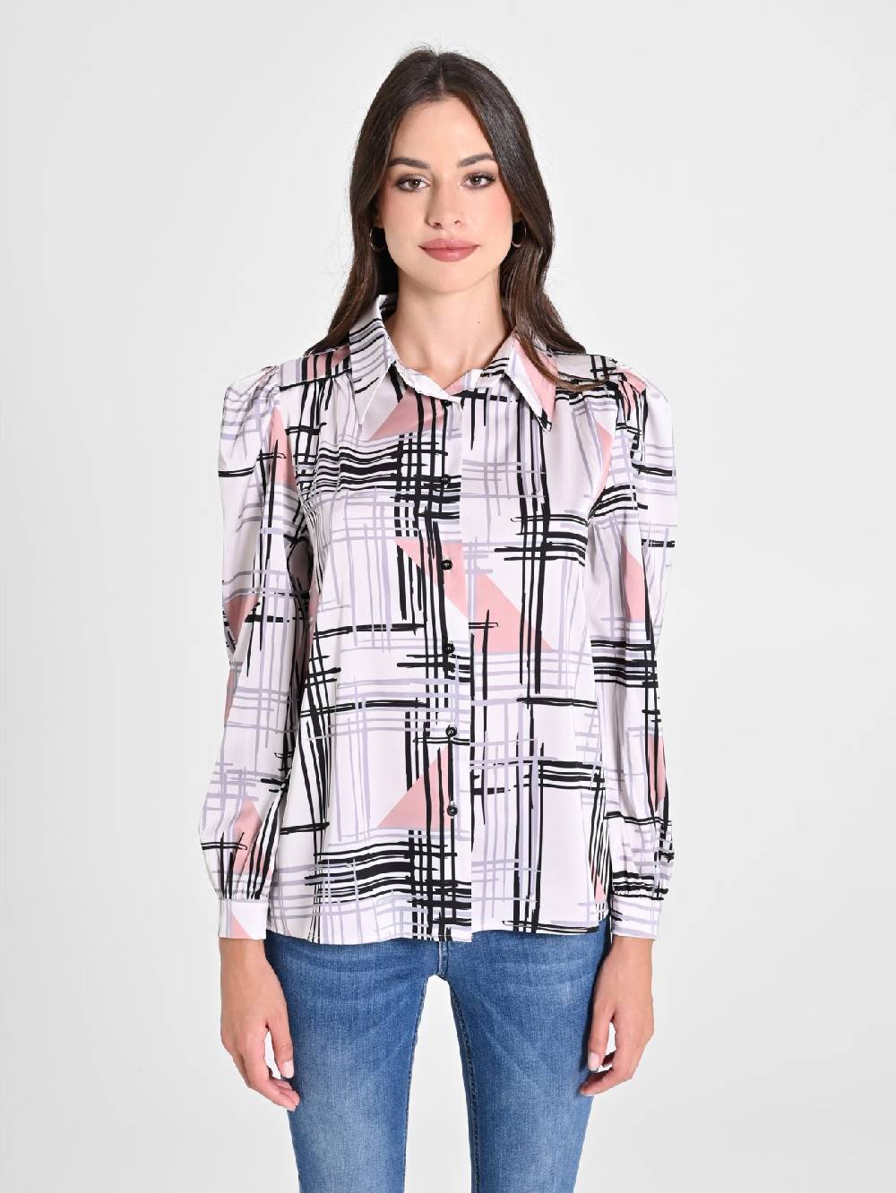 Rinascimento Camicia stampa Geometrica Vendita Calda