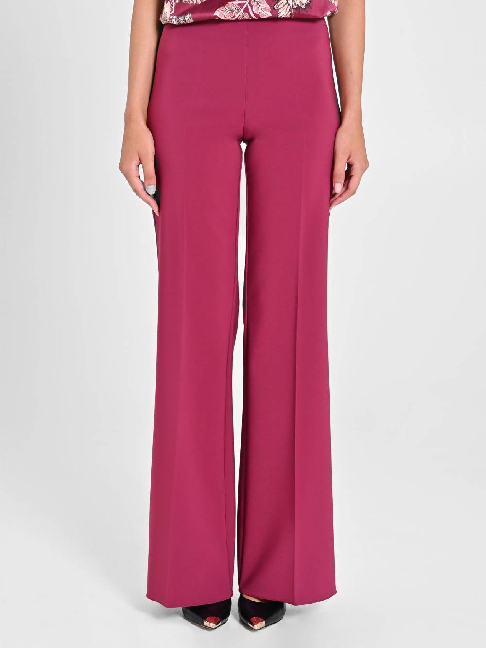 Rinascimento Pantaloni Palazzo in Tessuto Tecnico Bordeaux Donna I Più Venduti