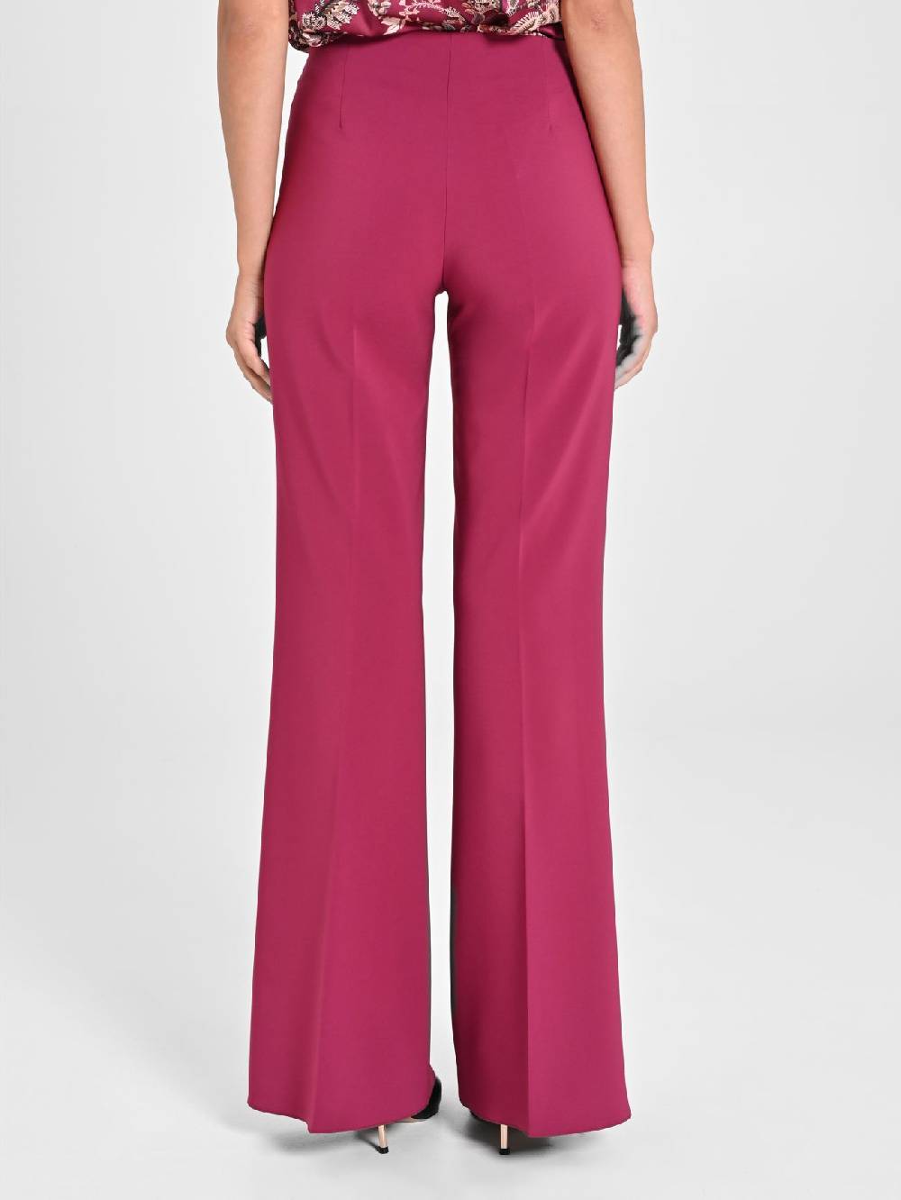 Rinascimento Pantaloni Palazzo in Tessuto Tecnico Bordeaux Donna I Più Venduti