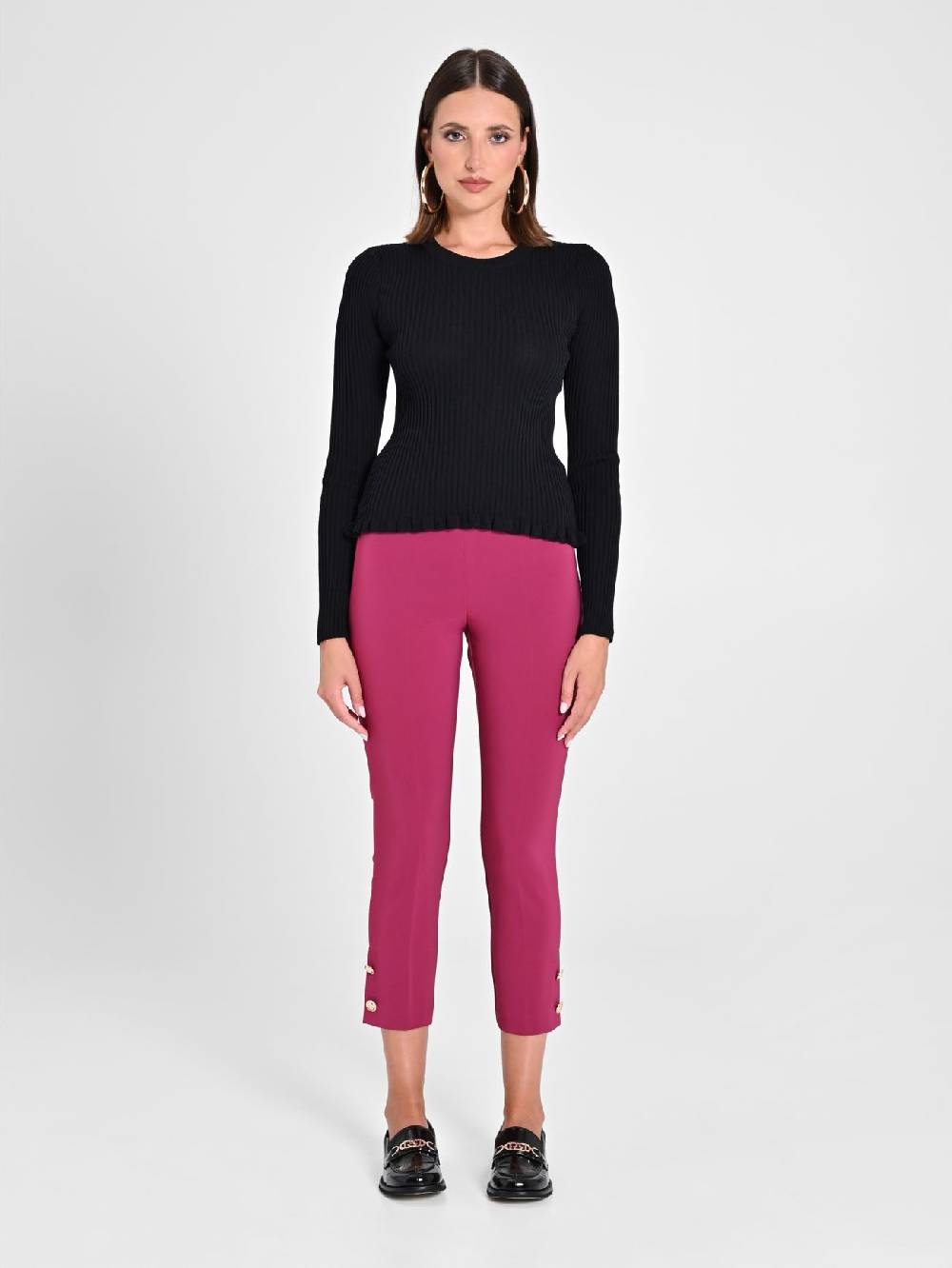 Rinascimento Pantaloni Slim in Tessuto Tecnico Bordeaux Sconto di tempo limitato