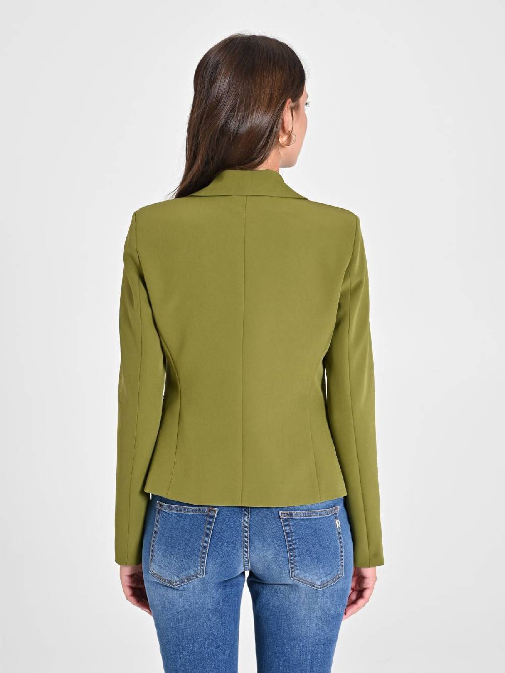 Rinascimento Giacca Monobottone in Tessuto Tecnico Verde Muschio Negozio online di fabbrica