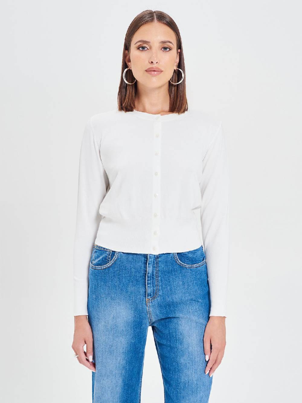 Rinascimento Cardigan Bianco in Maglia Eco Vero® Comprare a buon mercato