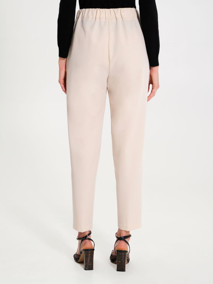 Rinascimento Pantaloni Carota con Punto Smock Beige Super Saving Price